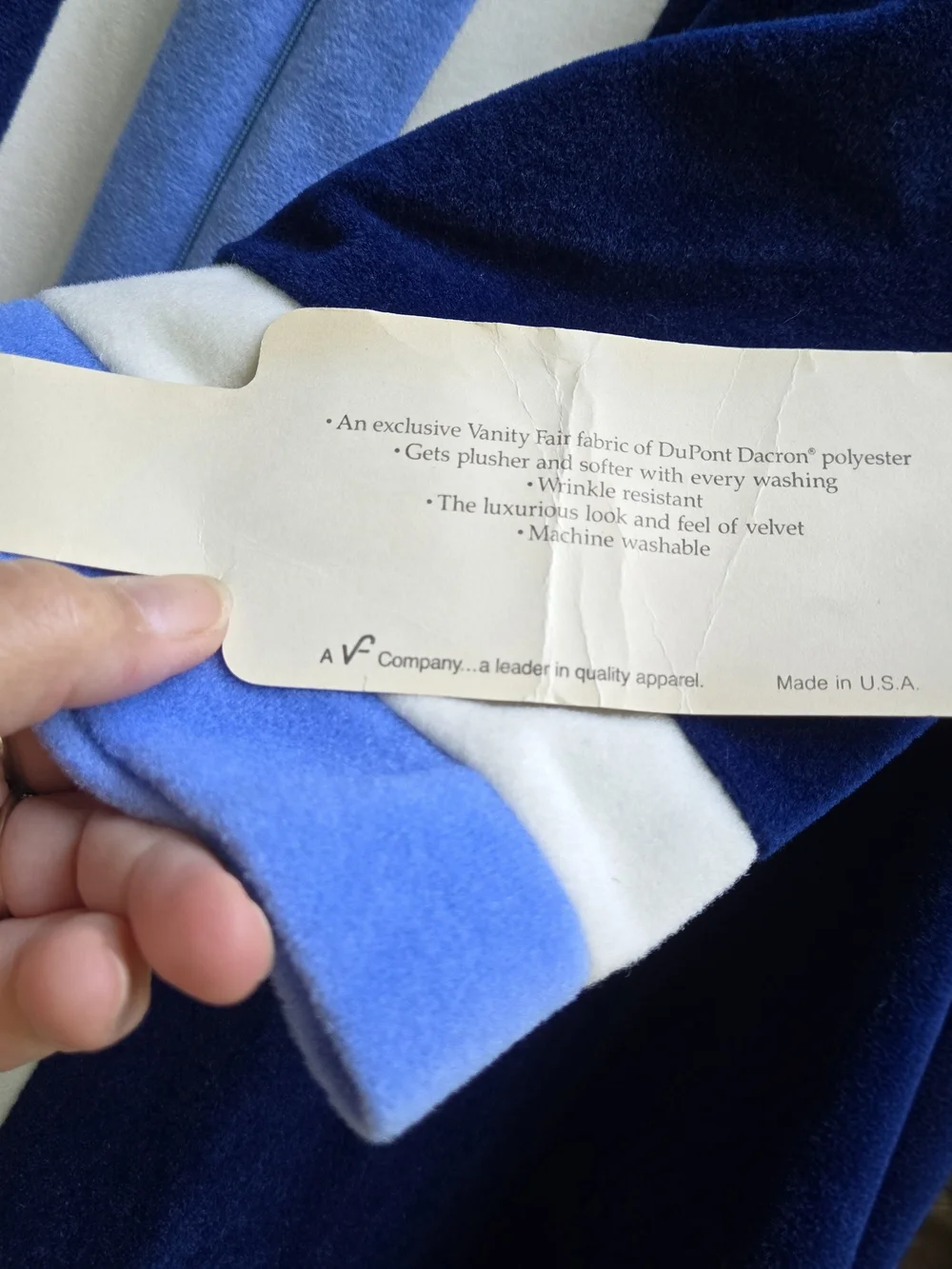 Vintage Vanity Fair Velour Open-Front Robe with Tags